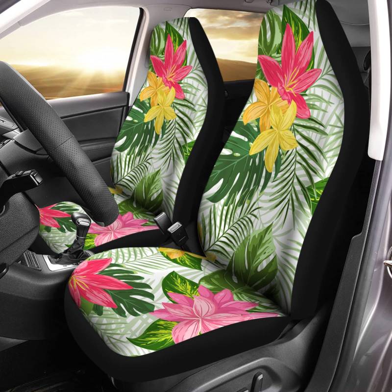 2 Stücke Auto Sitzbezug Tropischer Blumen- Und Pflanzendruck Autositzbezüge Top-Qualität Autositzbezug Universelle Auto-Schonbezüge Für Lastwagen, Die Meisten Autos, Autos, 52X138Cm von 351