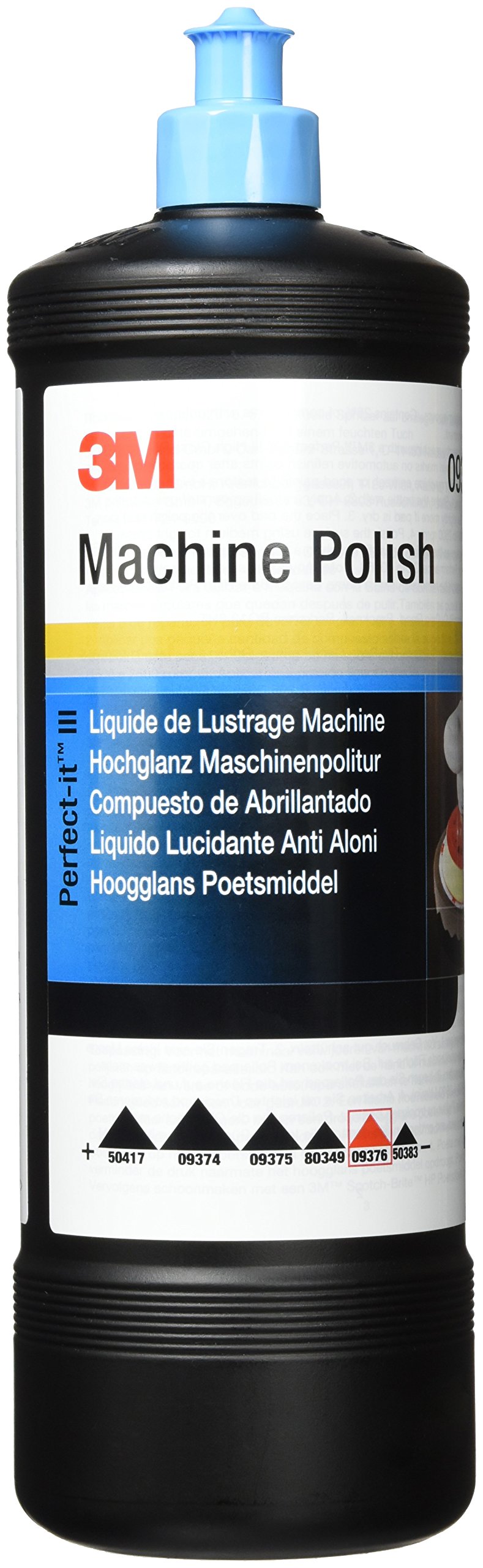 3M Perfect-it Hochglanz-Maschinenpolitur, 09376, Lackpolitur, Silikonfrei, Wachsfrei, Zum Entfernen von Wirbelspuren und anderen kleineren Oberflächendefekten im Lack, Hochglanz-Finish, 1 Ltr. von Perfect-It