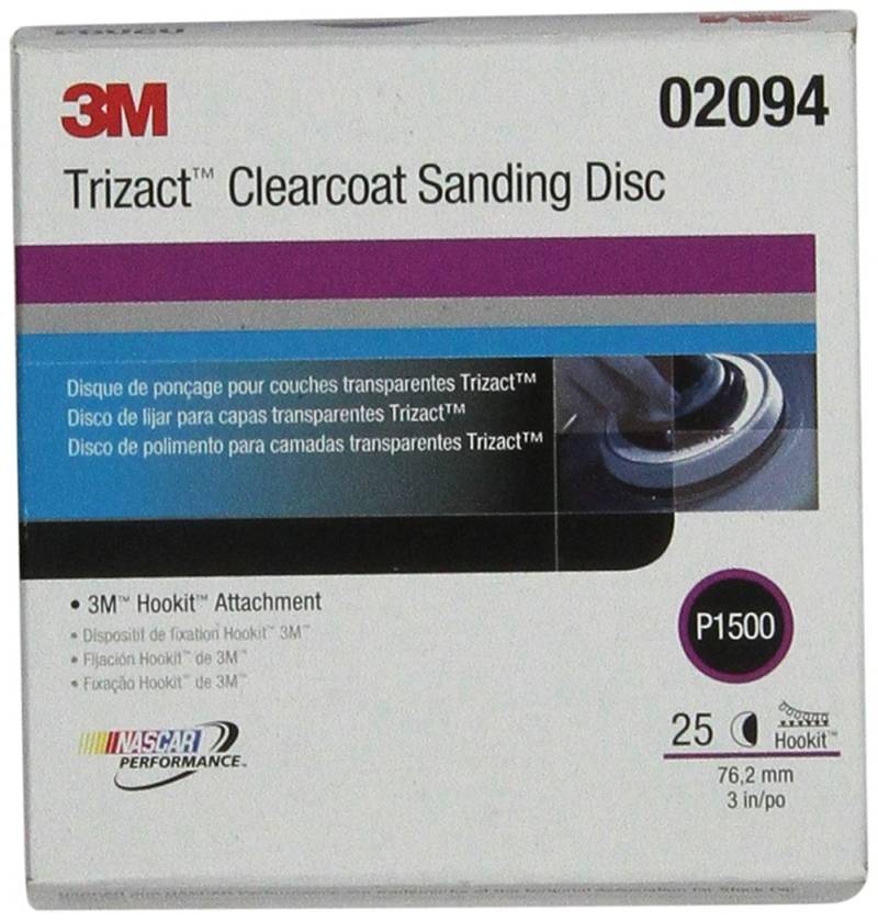 3M Trizact Hookit Klarlack-Schleifscheibe 471LA, 02094, 7,6 cm, P1500, 25 Scheiben pro Karton von 3M