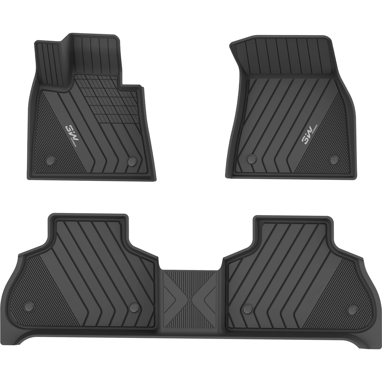 3W Fussmatten Set für BMW X5 G05 (2018-) / X6 G06 (2019-) - Allwetter Heavy Duty TPE Fußmatte (Vorne und Hinten) von 3W