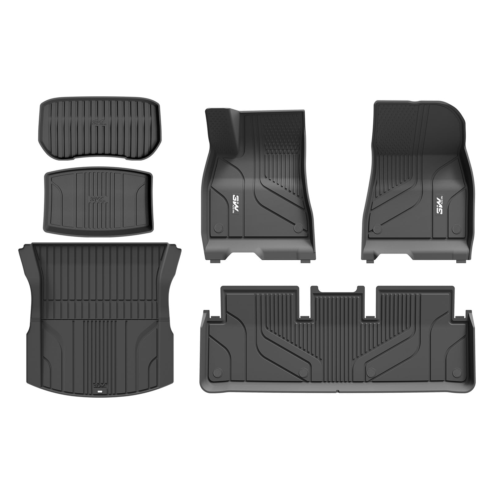 3W Model 3 Fußmatten Auto Kofferraummatte Set 6PCS Kompatibel für Tesla Model 3 Highland 2024,Allwetter Hundefreundliche TPE Fussmatten Auto Kofferraumwanne, Maßgeschneiderte Model 3 Zubehör von 3W