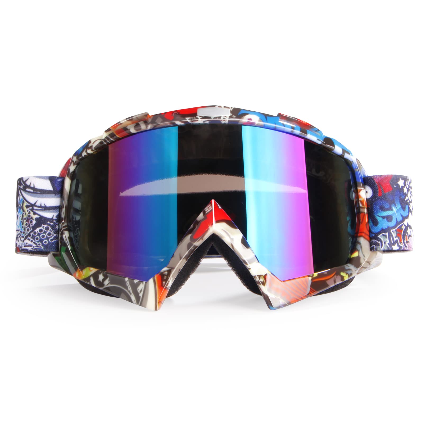 4-FQ Motocross Brille, Crossbrille, Hochwertige Motorradbrillen, ATV Dirt Bike Off Road Racing MX-Fahrbrille, Anti Fog UV Schutzbrille mit Double Lens Schaumstoffpolsterung von 4-FQ