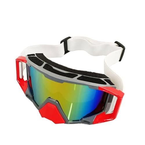 4-FQ Motocross Brille, Motorradbrille, Hochwertige Off Road Racing Crossbrille, Anti Fog UV Schutzbrille Sportbrille Retro Radbrille für ATV Dirt Bike（Grauer Rahmen + Rot Gläser） von 4-FQ