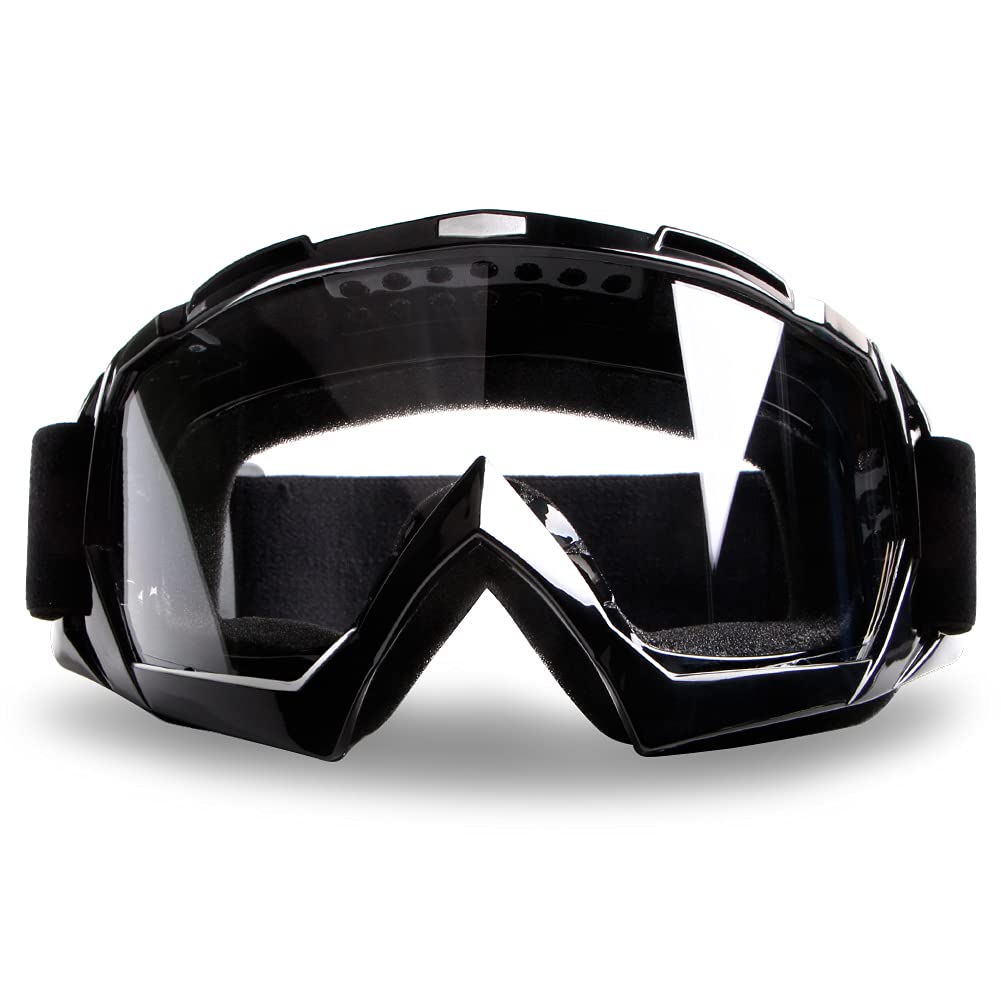 4-FQ Motocross Brille, Motorradbrille, Hochwertige Off Road Racing Crossbrille, Anti Fog UV Schutzbrille Sportbrille Retro Radbrille für ATV Dirt Bike, Verstellbarer Brille für Brillenträger (clear) von 4-FQ