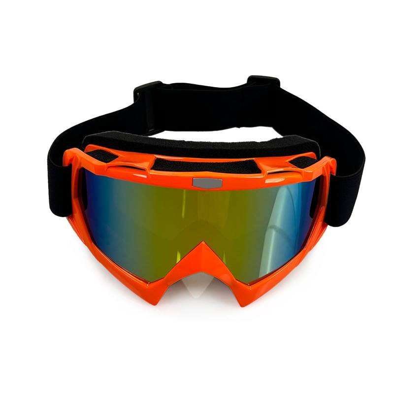 4-FQ Motocross Brille, Motorradbrille, Hochwertige Off Road Racing Crossbrille, Anti Fog UV400 Schutzbrille Sportbrille Retro Radbrille für ATV Dirt Bike（Orange） von 4-FQ