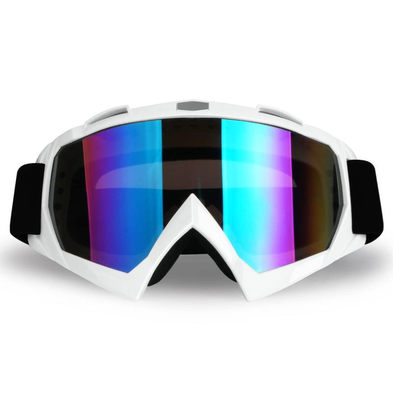 4-FQ Motocrossbrille ATV Brille Motorradbrille für Männer Frauen Erwachsene Jugend Winddicht Dirt Bike Brille Staubdicht UTV MX OTG Offroad Riding Racing Skiing Brille (Weißer Rahmen+Farbige Scheibe) von 4-FQ