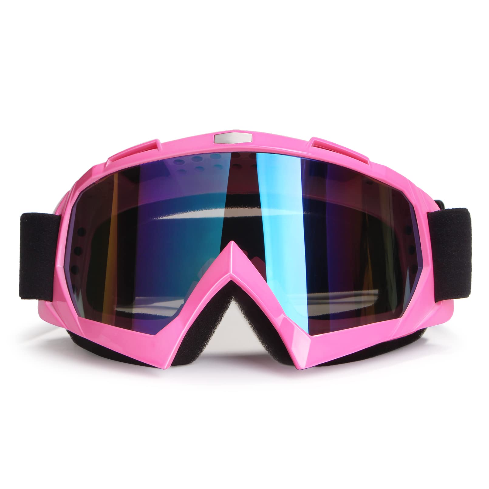 4-FQ Motorradbrille ATV-Brille Motocross-Brille Dirt Bike-Brille Winddichte Offroad-Brille Winddichte Reitbrille Anti-Scratch Schutzbrille Powersportbrille Skibrille (Rosa Rahmen+Farbscheibe) von 4-FQ