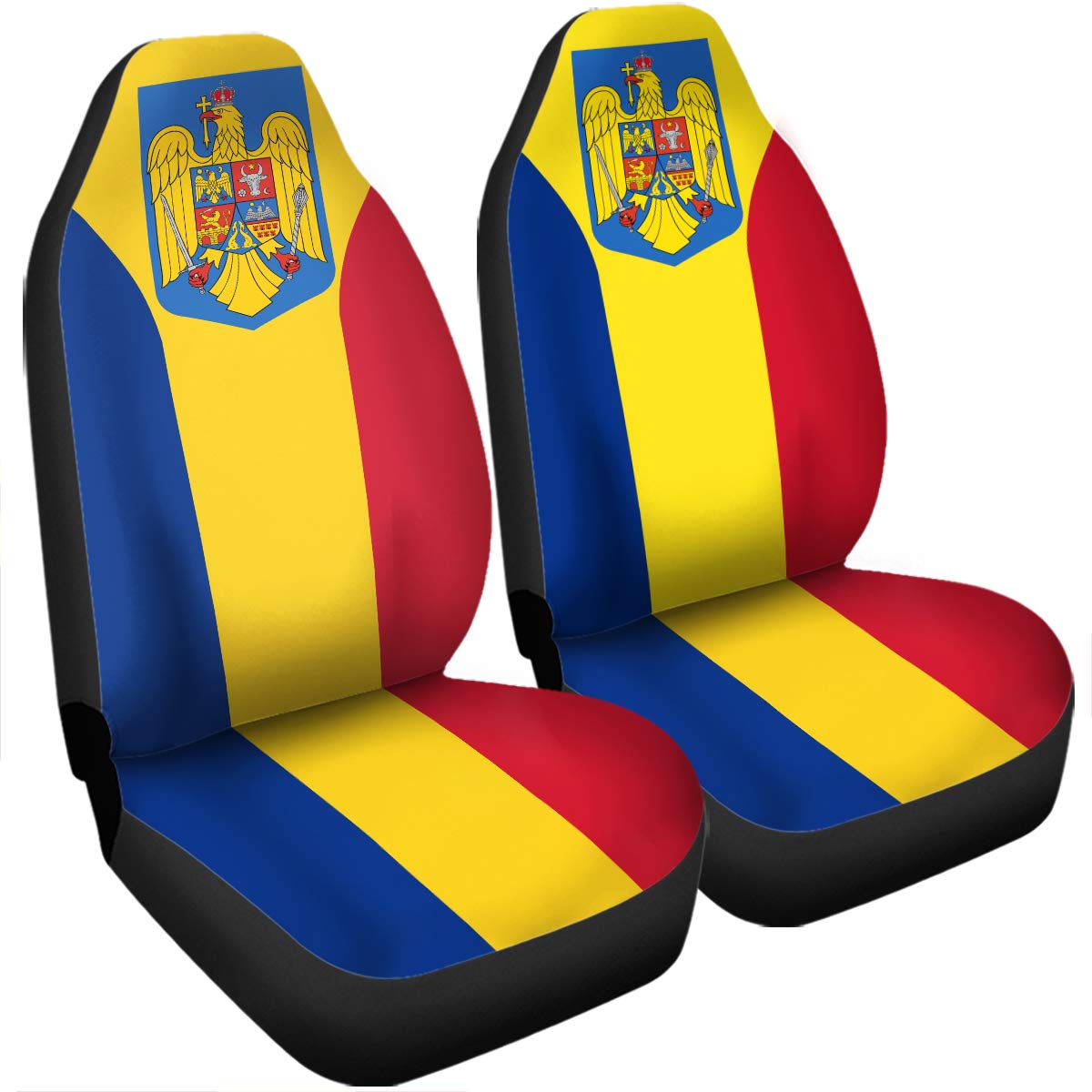 2Er Set Auto-Vordersitzkissen Rumänisches Wappen Rumänien-Flagge Sitzschoner Für Autositze Hohe Festigkeit Auto-Zubehör Atmungsaktiv Auto Vordersitzbezug Für SUV Lieferwagen Limousine von 403