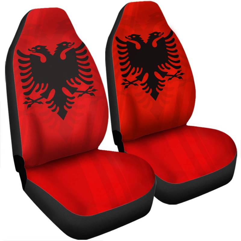 403 2Er Set Sitzbezüge Albanisches Wappen Albanien-Flagge Sitzschoner Für Autositze Wasserdicht Auto-Vordersitzkissen Dehnbar Auto-Sitzbezüge Set Für Limousine Lieferwagen SUV von 403