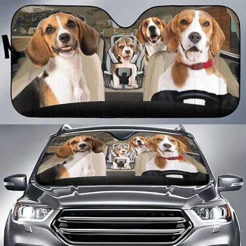 403 Auto Windschutzscheiben Abdeckung Sonnenschutz Autoscheibenabdeckung Abdeckung Wasserbeständig Windschutzscheibenabdeckung Universal Für Geländewagen Lastwagen 3D Beagle Dog Family Driving von 403