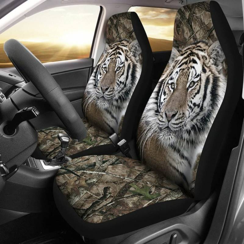 456 Autositz Schonbezug Weißer Tiger-Jagd-Camouflage-Muster Auto-Zubehör Klassisch Sitzbezüge Set Universal Für Anhänger, Wohnmobil, Wagen, 52X138Cm von 456