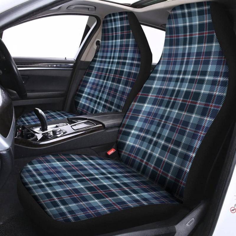 456 Autositzbezüge 2 Stück, Tartan Blau Plaid Sitzbezüge Auto Vordersitze Universal Vordersitzbezüge Waschbar Auto Sitzbezüge Für Mann Frau Geschenk von 456