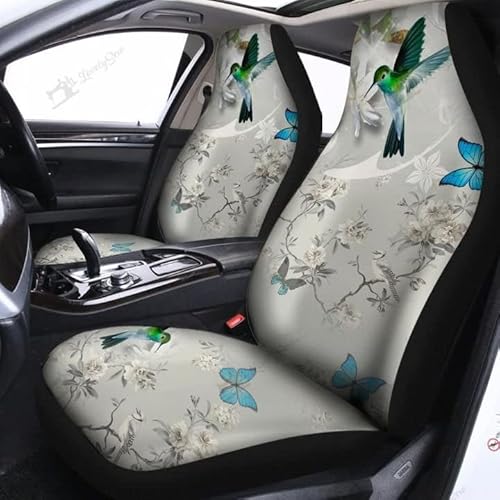 Auto-Schonbezüge Kolibri-Weiße Blumen-Blaue Schmetterlinge Autositz Schonbezug rutschfeste Auto Sitzbezüge Für Suvs, Wagen, Wohnmobil, 52X138Cm von 456