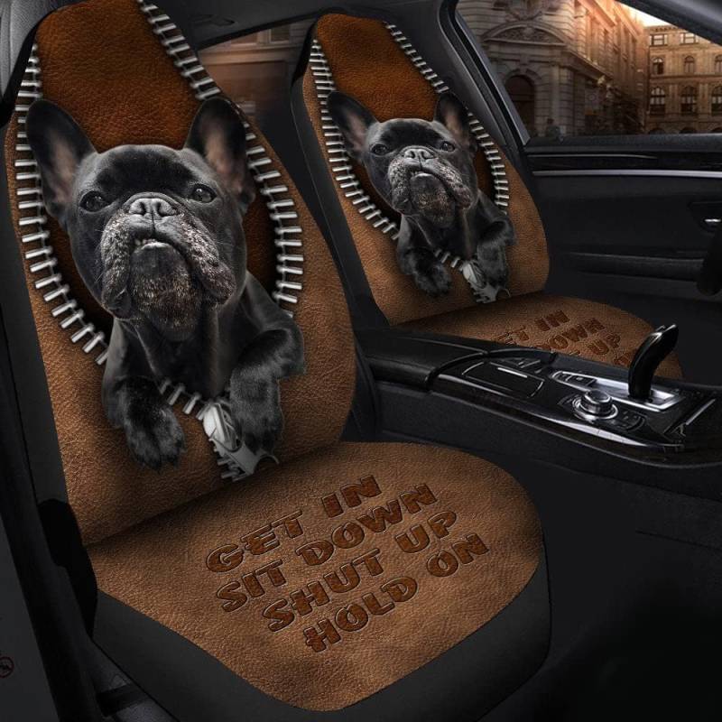 456 Autoschonbezüge 3D-Reißverschluss Mit Schwarzer Französischer Bulldogge Autositz Schonbezug Wasserdicht Autositzbezug Für Suvs, Fahrzeuge, Wagen, 52x743cm von 456