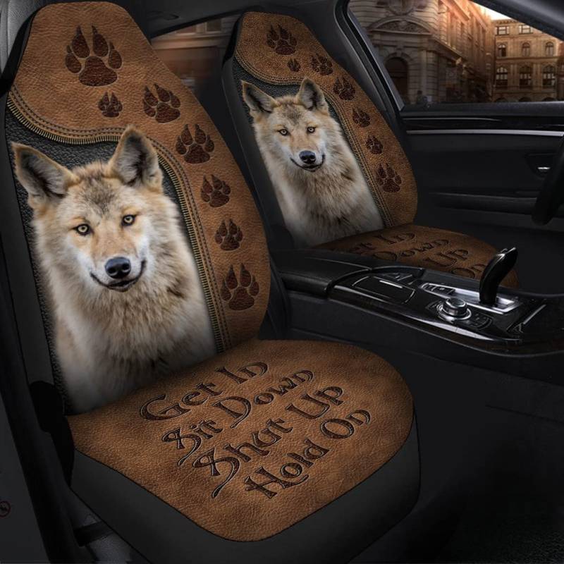 456 Autositzbezüge Vordersitze Grauer Wolf Mit Wolfspfoten Leder Sitzbezug Auto Vordersitze Premium Design Autositzbezüge Für Autos, Suvs, Anhänger, 52X138Cm von 456