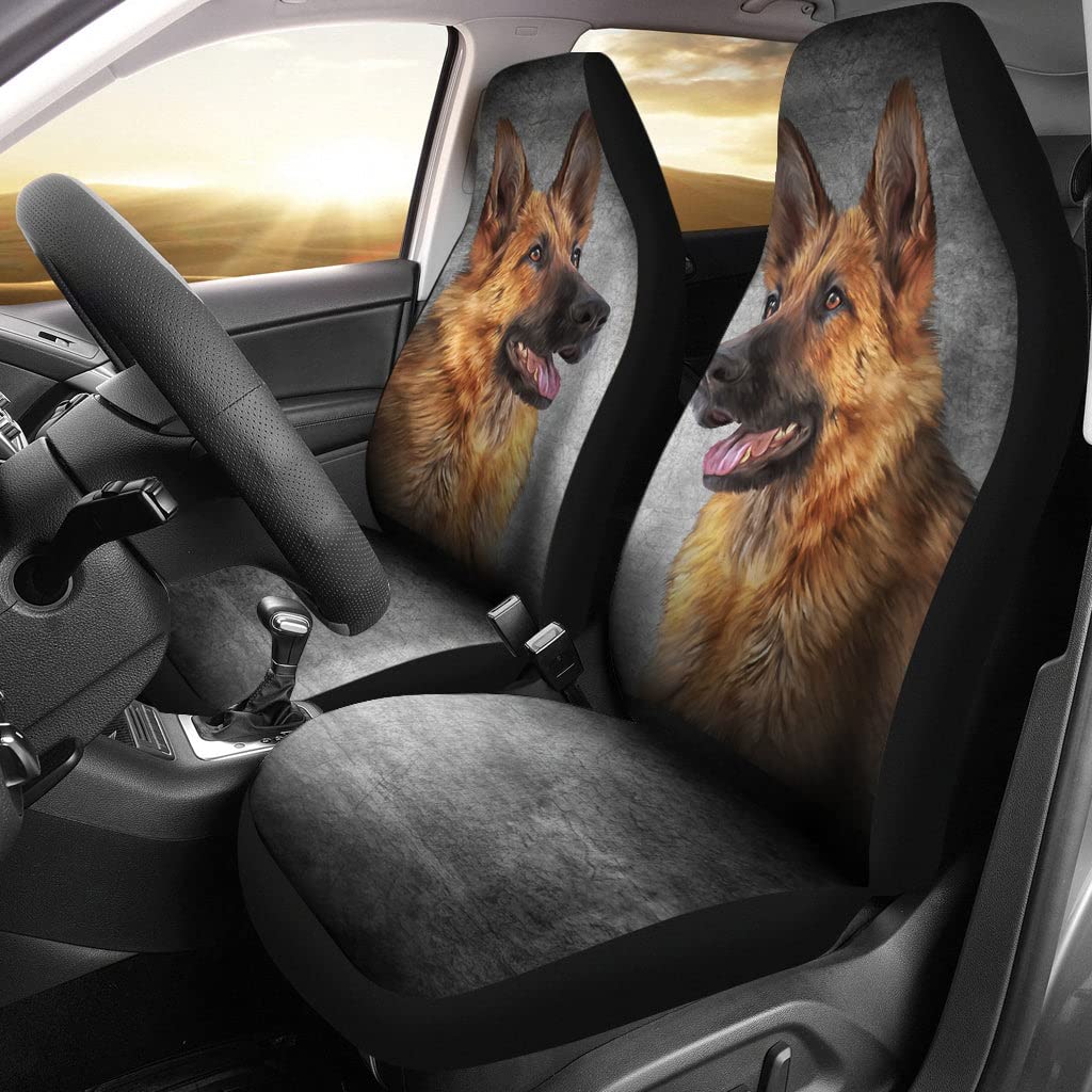 Autositzbezug Deutscher Schäferhund Malerei Kunst Grau Auto Sitzbezug Premium Design Autositzbezüge Für Fahrzeuge, Lastwagen, Wagen, 52X138Cm von 456