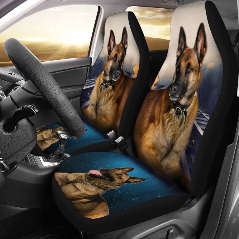 Sitzbezug Auto Vordersitze Realistische Belgische Malinois-Eisenbahn Schonbezüge Autoauflage Universelle Autositzbezüge Für Fahrzeuge, Autos, Anhänger, 52X138Cm von 456