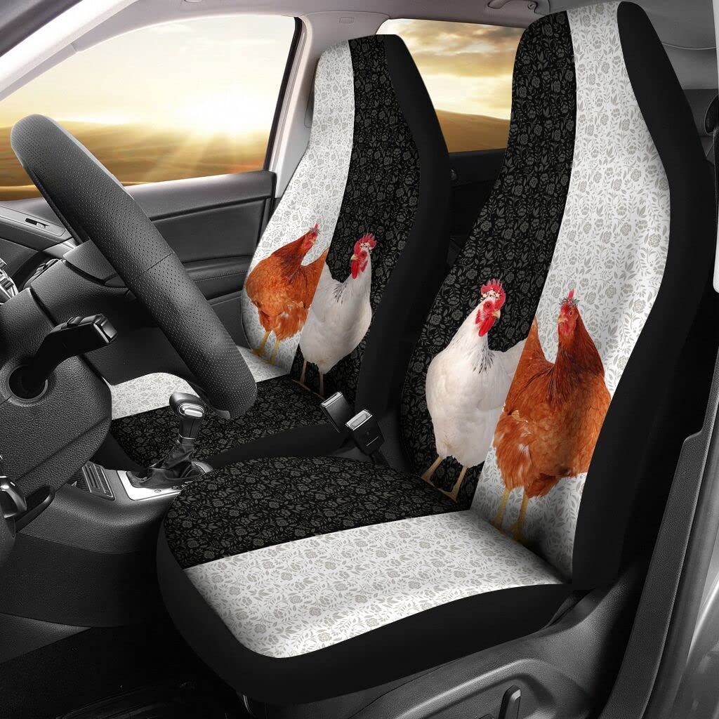 2 Stück Auto-Schonbezüge Lustiges Huhn Mit Blumenkranz Autositzbezüge Vordersitze Universell Passende Auto Sitzbezüge Universelle Sitzbezüge Set Universal Für Wohnmobil, Anhänger, 52X138Cm von 494