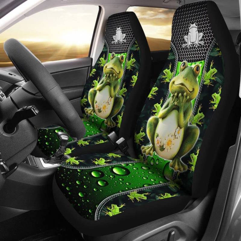 494 2 Stück Auto-Zubehör Entzückendes Frosch-Wasser-Tropfen-Muster Autositzbezüge Fashion Schonbezüge Autoauflage Premium Design Autositzbezüge Vordersitze Für Wagen, Wohnmobil, 52X138Cm von 494