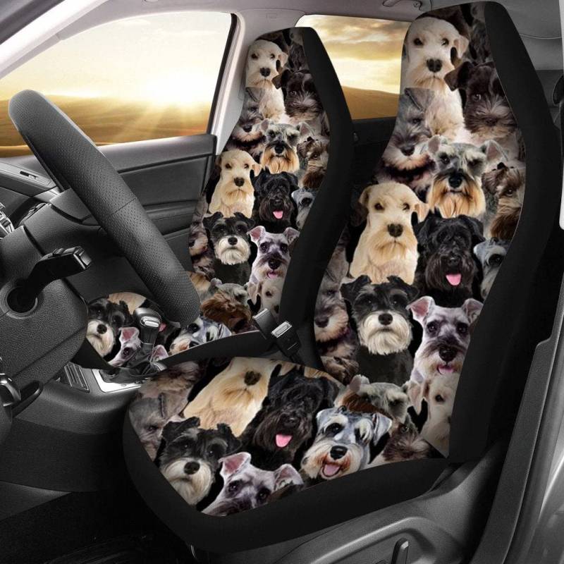 Auto Sitzbezüge EIN Haufen Schnauzer Autositzbezüge Premium Design Sitzbezug Auto Vordersitze Sportliche Autositz Schonbezug 52X138cm Für Lastwagen, Suvs, Autos von 494