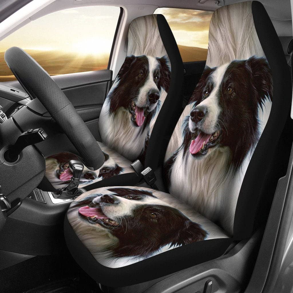 Auto Sitzbezüge Border Collie Im Hundefell Sitzbezug Auto Vordersitze rutschfeste Auto-Schonbezüge Premium Design Sitzbezüge Set Universal 52X138cm Für Fahrzeuge, Autos, Anhänger von 494