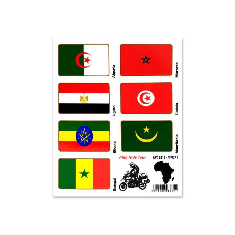 4R Quattroerre.it 8215 Aufkleber Flaggen Flag Ride Tour Stickers Afrika 2 für Motorradkoffer, 16 x 13.5 cm von 4R Quattroerre.it