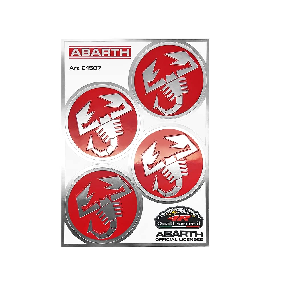 Abarth Set 4 Scorpion Stickers Durchmesser 48 mm von 4R Quattroerre.it