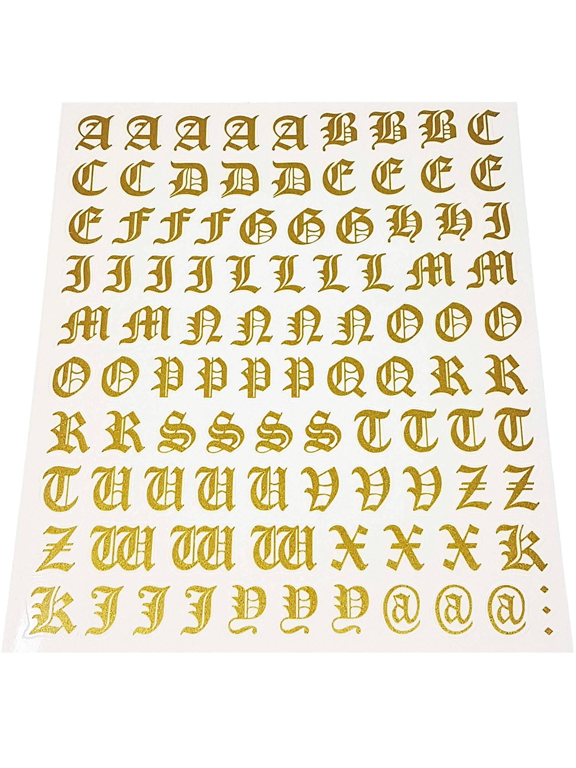 Buchstaben-Set, Aufkleber, Gothic, Gold von Quattroerre