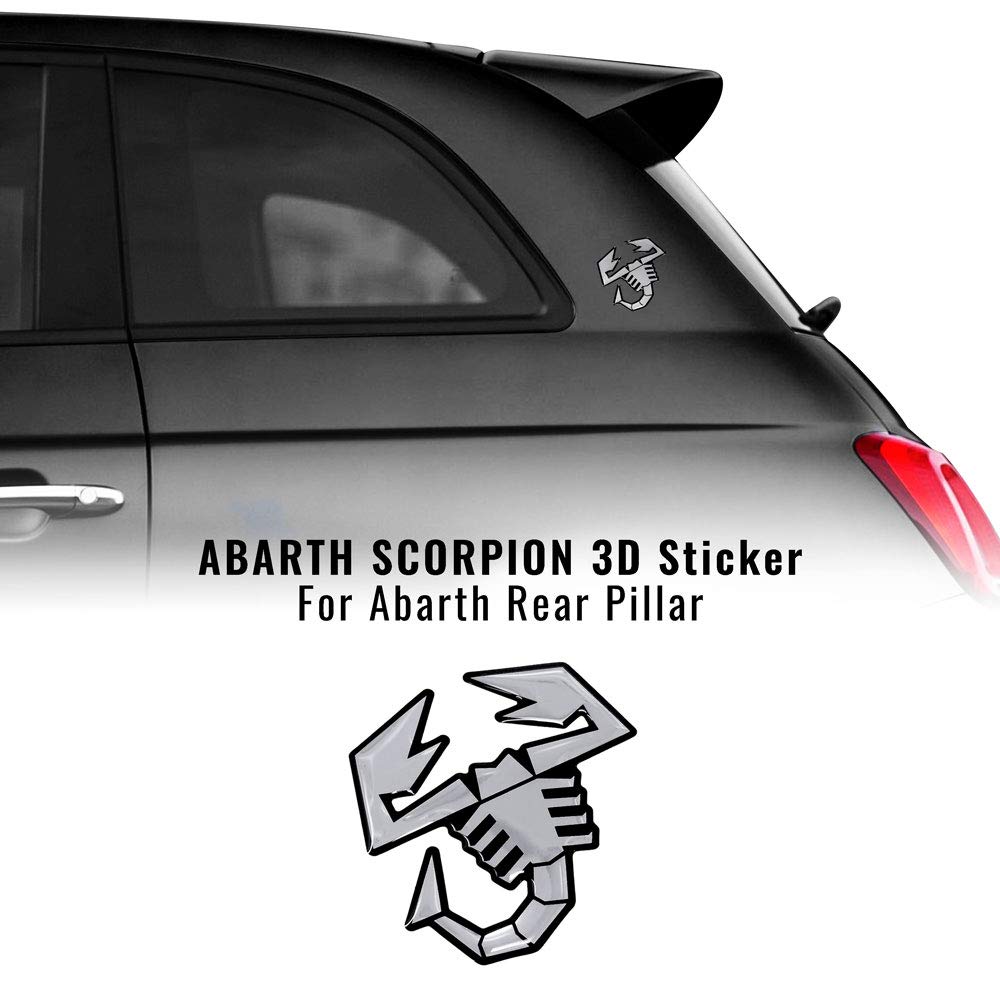 Quattroerre 3D Skorpion Aufkleber für Seitenpfosten Fiat 500 Abarth, Silber von Quattroerre