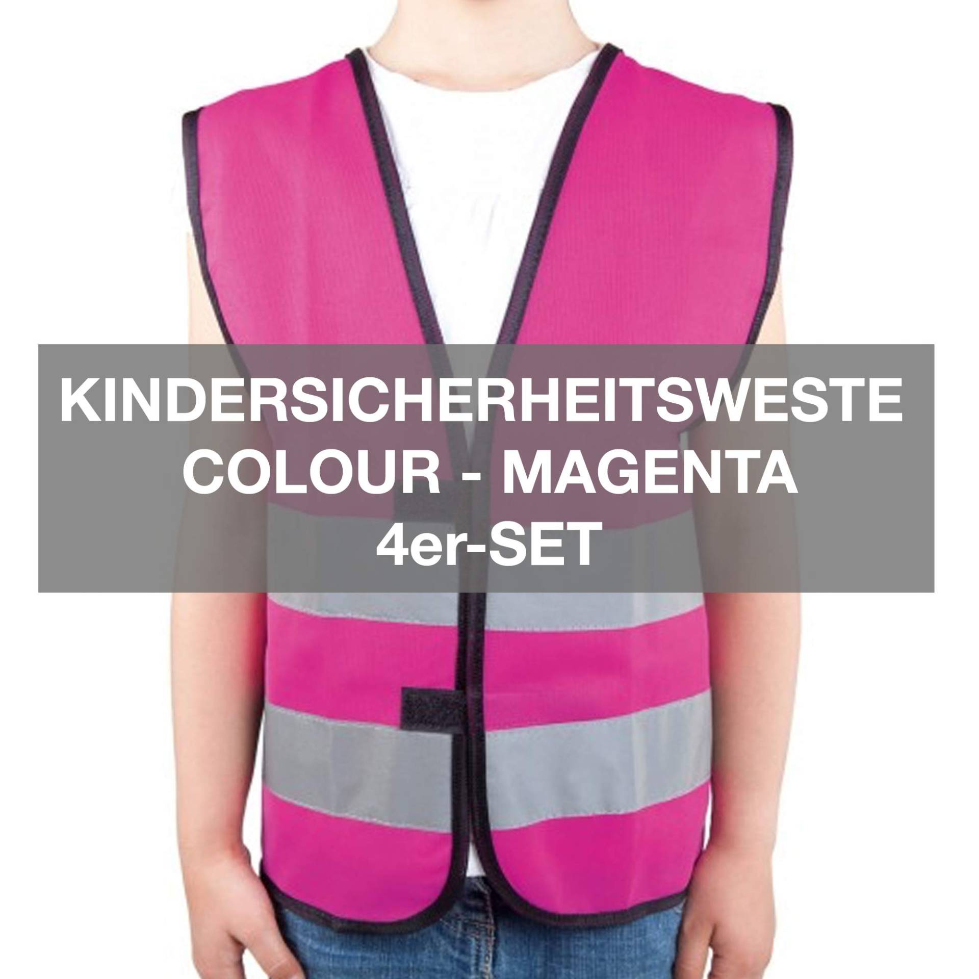 4business 4er Set Signalweste für Kinder Magenta Größen XS - S Polyester waschbar Sicherheitsweste 4 Stück (XS) von 4business