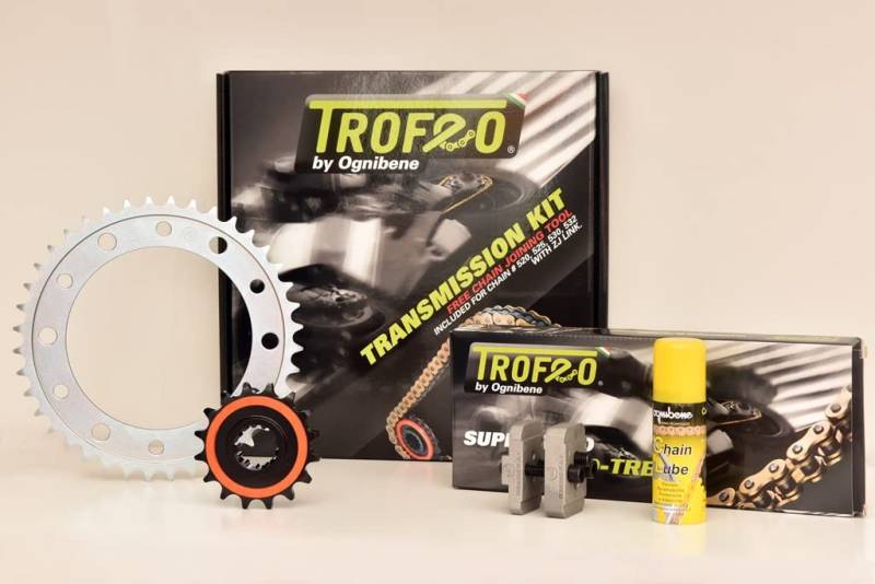 Antriebssatz Kette mit modifizierten Übersetzungen TROFEO kompatibel mit HYPERMOTARD 1100 EVO SP 2010 - Anzahl Zähne Ritzel 15 Anzahl Zähne Krone 43 von 4moto