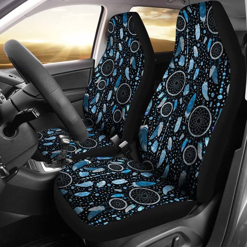 501 2 Stück Autositzschoner Dehnbar Schalensitzbezug Atmungsaktiv Auto-Vordersitzkissen Universal Für LKW Fahrzeuge Limousine Blaue Traumfänger von 501