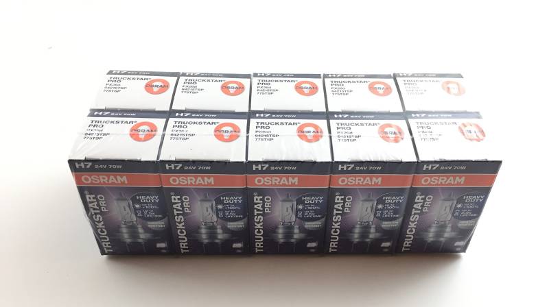 10 x Osram Truckstar Pro H7 Heavy Duty Lampe 24V 70W E 24 Volt 64215 H7 lamp von 64215TSPOsram