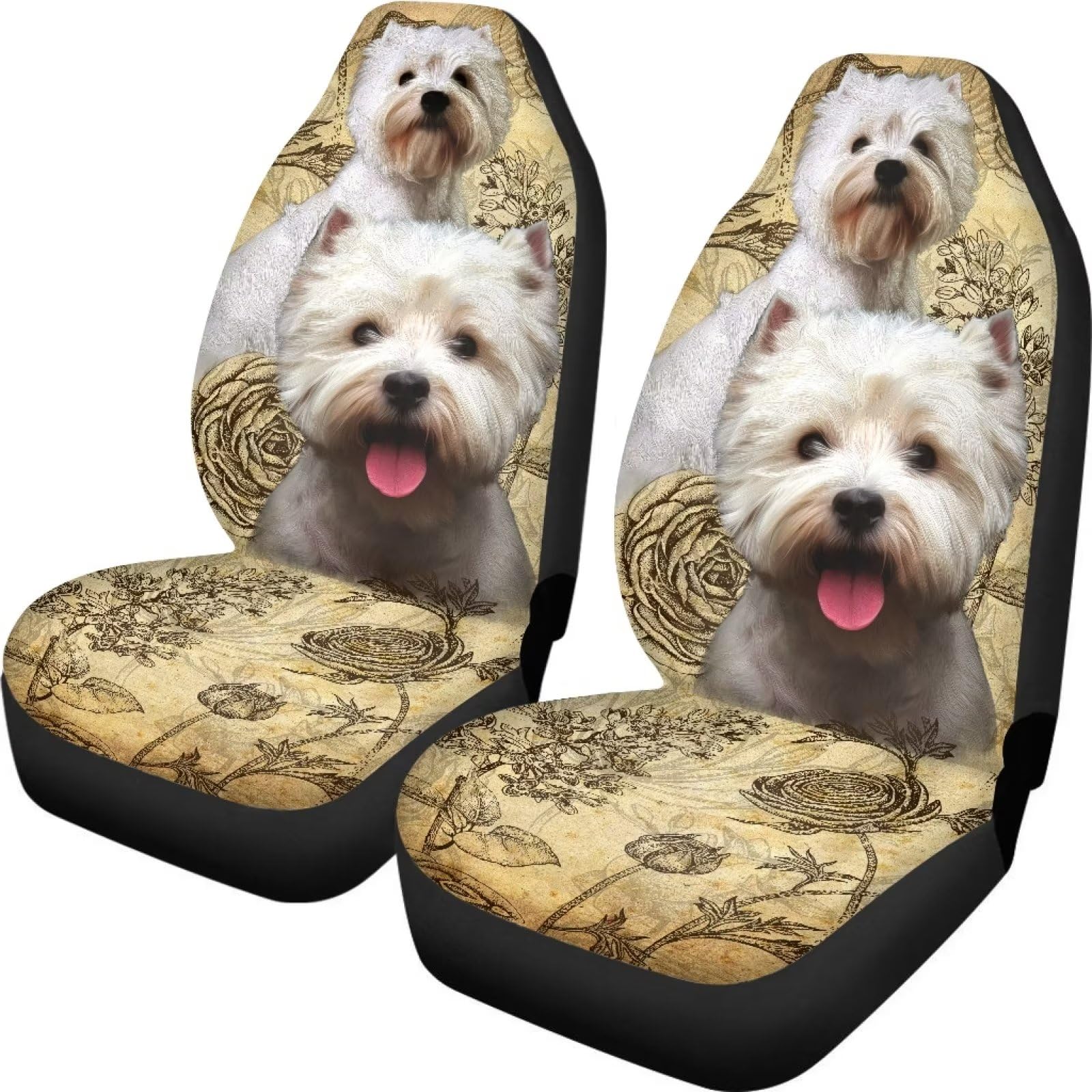 702 2 Stücke Auto Sitzbezug West Highland White Terrier Sitzbezüge Set Universal Universelle Auto-Zubehör Top-Qualität Auto-Schonbezüge 52X138Cm Für Fahrzeuge, Autos, Wagen von 702