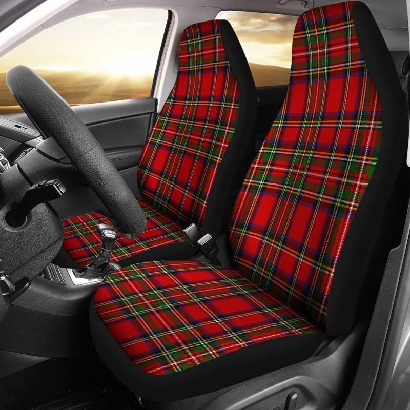 Auto-Zubehör Rot Karierter Tartan Schalensitzbezug Schmutzabweisend Sitzbezüge Atmungsaktiv Innenraum Sitzschoner Universal Für Fahrzeuge Limousine Lieferwagen von 711