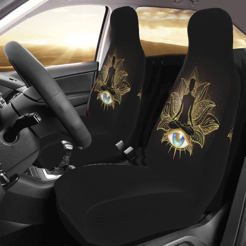 803 2 Stücke Auto Sitzbezüge Gold-Chakra-Frau Macht Yoga-Kunst Auto-Zubehör Premium Design Autositz Schonbezug 52X138Cm Für Wagen, Anhänger, Fahrzeuge von 803