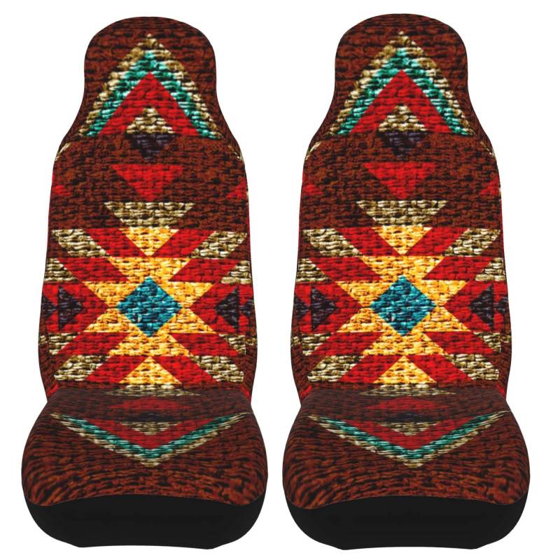 803 2 Stücke Auto Sitzbezüge Western Tribal Geometrischer Vintage Sitzbezüge Set Universal rutschfeste Autoschonbezüge Für Wohnmobil, Lastwagen, Fahrzeuge, 52X138Cm von 803