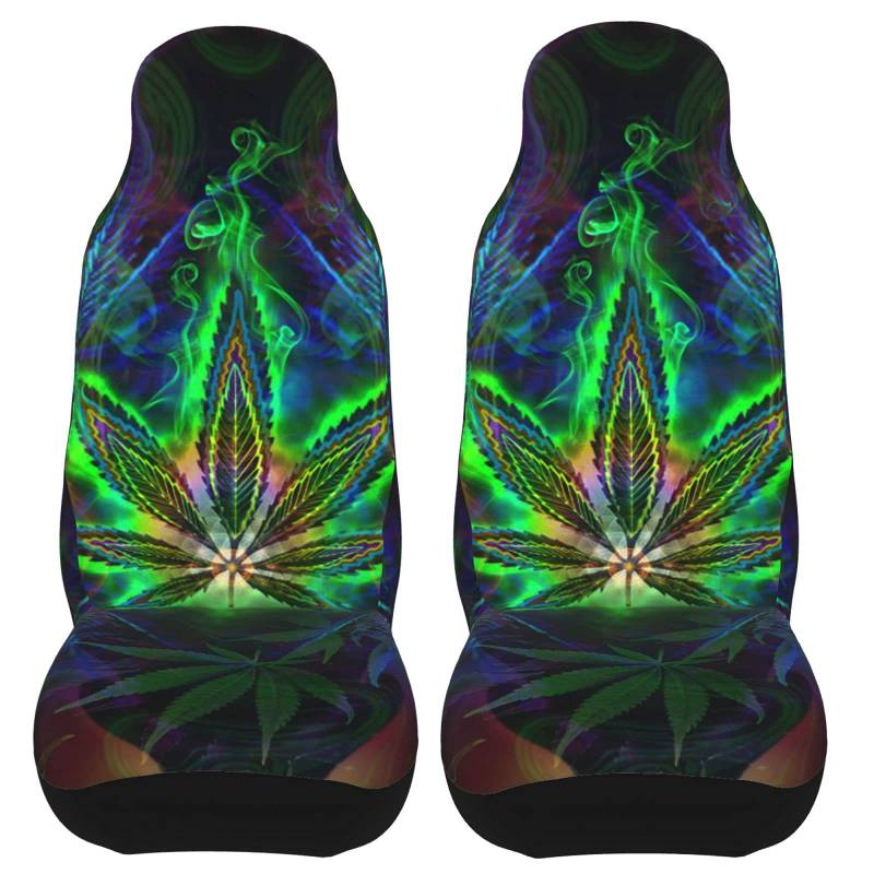 2 Stücke Sitzbezüge Set Universal Psychedelisch-Cannabis Geometrisch Bunt Autositzbezüge Universelle Sitzbezüge Set Universal Für Wohnmobil, Autos, Lastwagen, 52X138Cm von 803