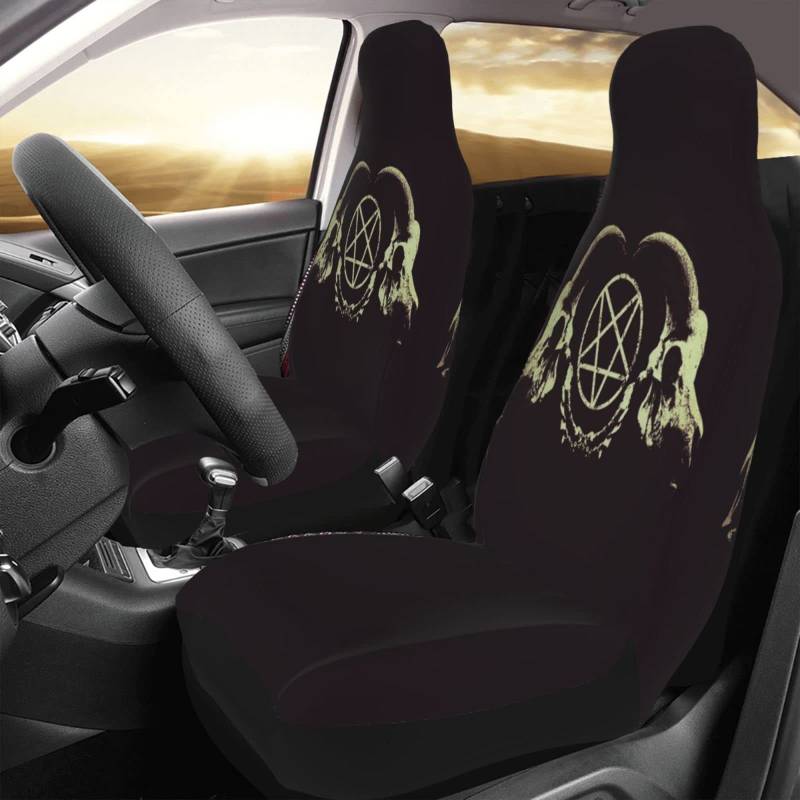 803 2 Stücke Sitzbezüge Set Universal Satanische Okkulte Satan Wicca-Kunst Auto Sitzbezüge Premium Design Sitzbezug Auto Vordersitze 52X138Cm Für Fahrzeuge, Autos, Suvs von 803