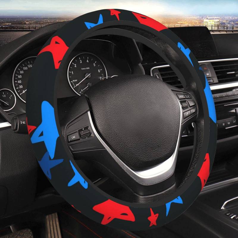 Auto Lenkradhülle 15In/38Cm Sterne Blau Rot Anti Rutsch Steering Wheel Cover Geruch Frei Lenkradbezug Für Auto SUV Dekorzubehör von 874