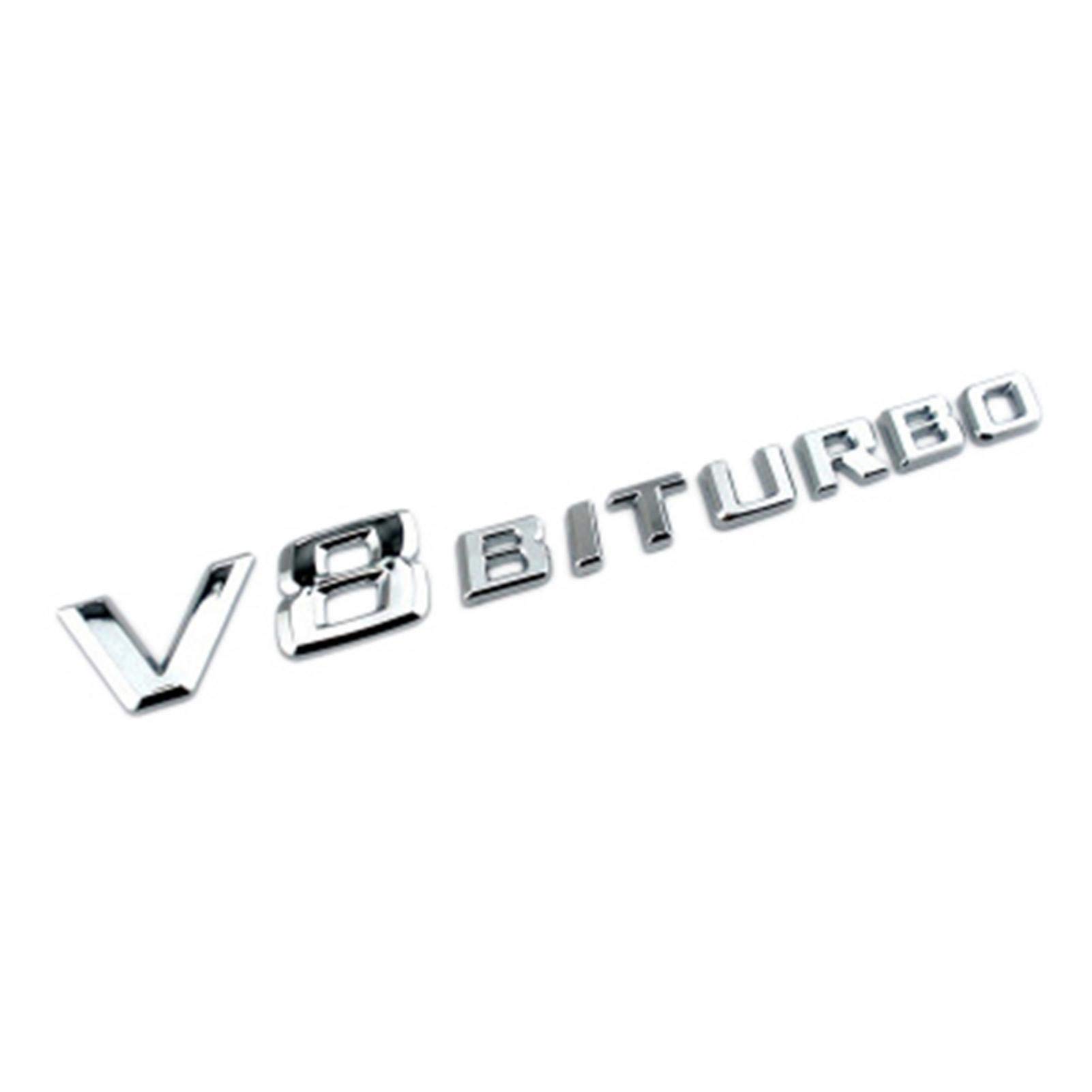 2pcs V8 BITURBO Logo Emblem Aufkleber Seitenkotflügel - Links & Rechts Selbstklebendes Typenschild Für Mercedes-Benz AMG Dekoration Modifiziert von A/O