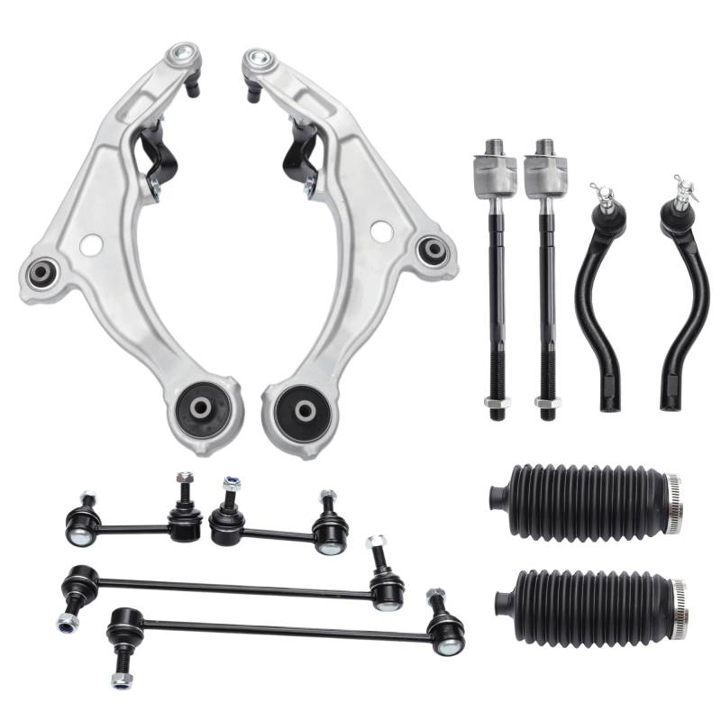 A ABSOPRO 12 Stück Vordere Aufhängung Kit Untere Querlenker Innen Außen Spurstangenkopf Vorne Hinten Stabilisator Verbindung für Nissan Maxima 2009-2014 No.ES800357/ES800358/K750282/K750283 von A ABSOPRO