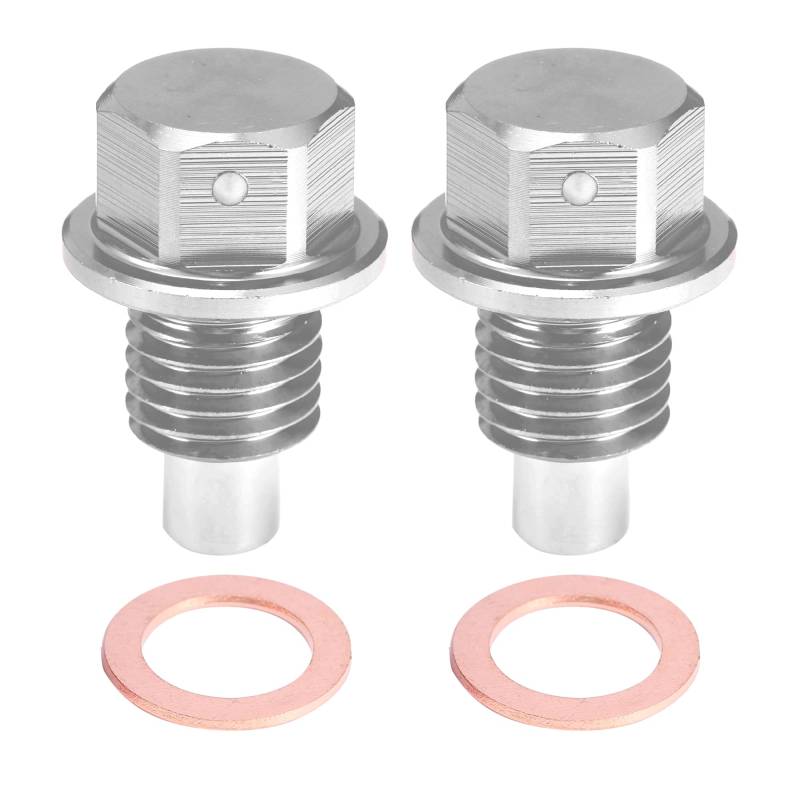 A ABSOPRO 2 Stücke Ölablassschraube M12x1,5 Ölablassschraube mit Dichtring Auto Ölschraube Kit Ölwannenwanne Silber von A ABSOPRO