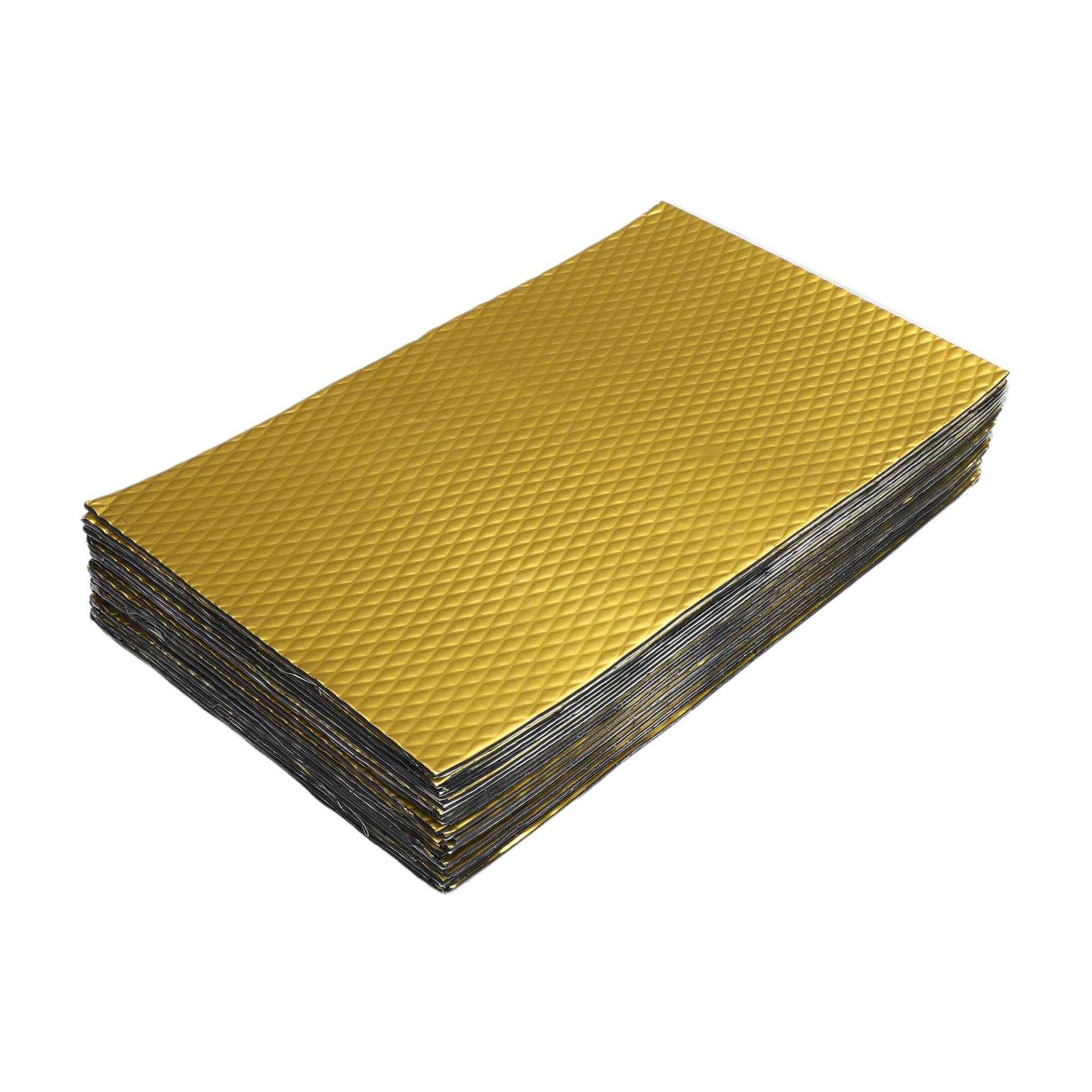 A ABSOPRO 24 Stück 100mil 2,5mm 25sqft Auto-Schalldämmmatte Butylgummi-Hitzeschildmaterial Dämpfung für Motorhaube Bootsmotorabdeckung 40x25cm Goldton Rhombus von A ABSOPRO