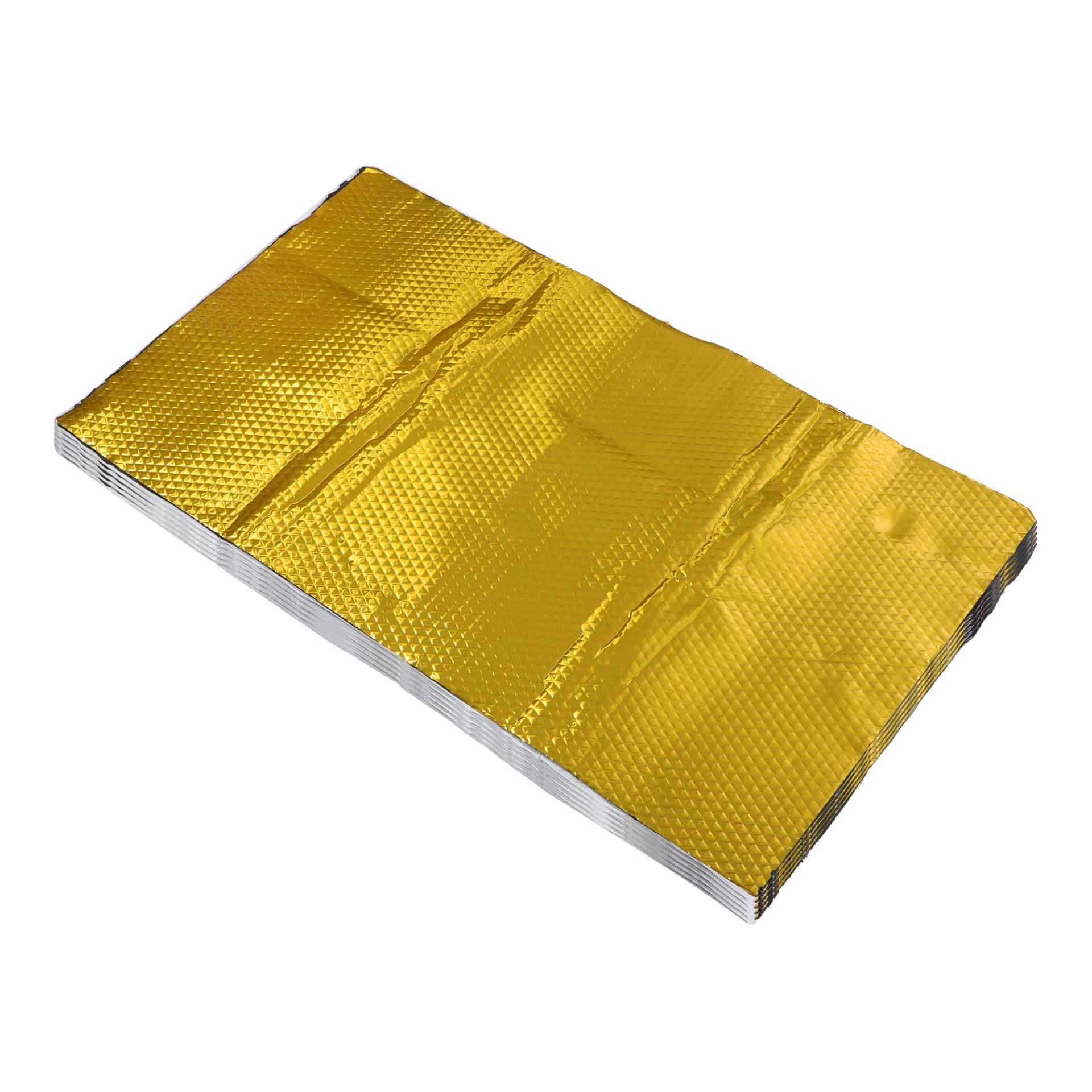 A ABSOPRO 5 Stück 90mil 2,3 mm 20 Quadratfuß Auto-Schalldämmmatte Butylgummi-Hitzeschildmaterial Dämpfung für Motorhaube Bootsmotorabdeckung 31,5"x18,11" Goldton Rhombus von A ABSOPRO