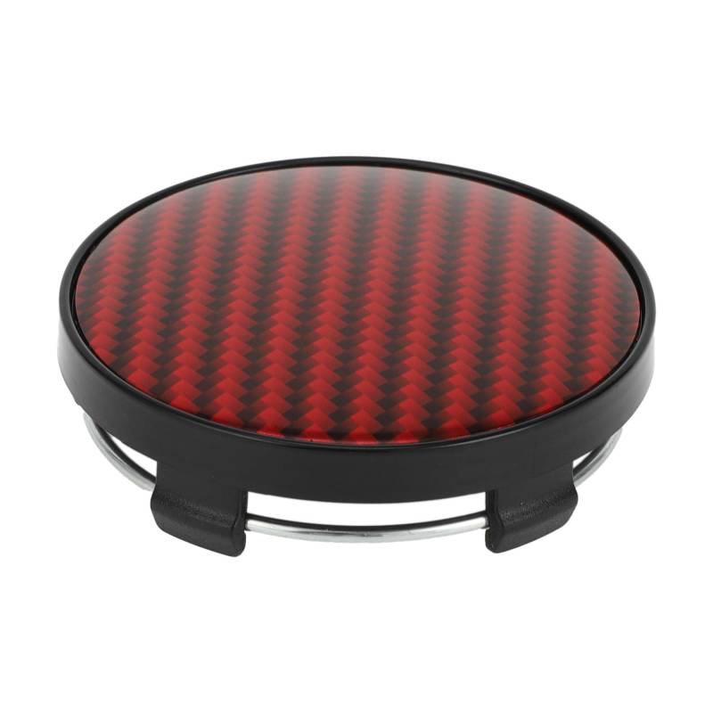 A ABSOPRO 60mm 2.36“ Carbon Fibre Pattern Schwarz Rot Universal Auto Radnabenabdeckungen - Packung mit 1 von A ABSOPRO