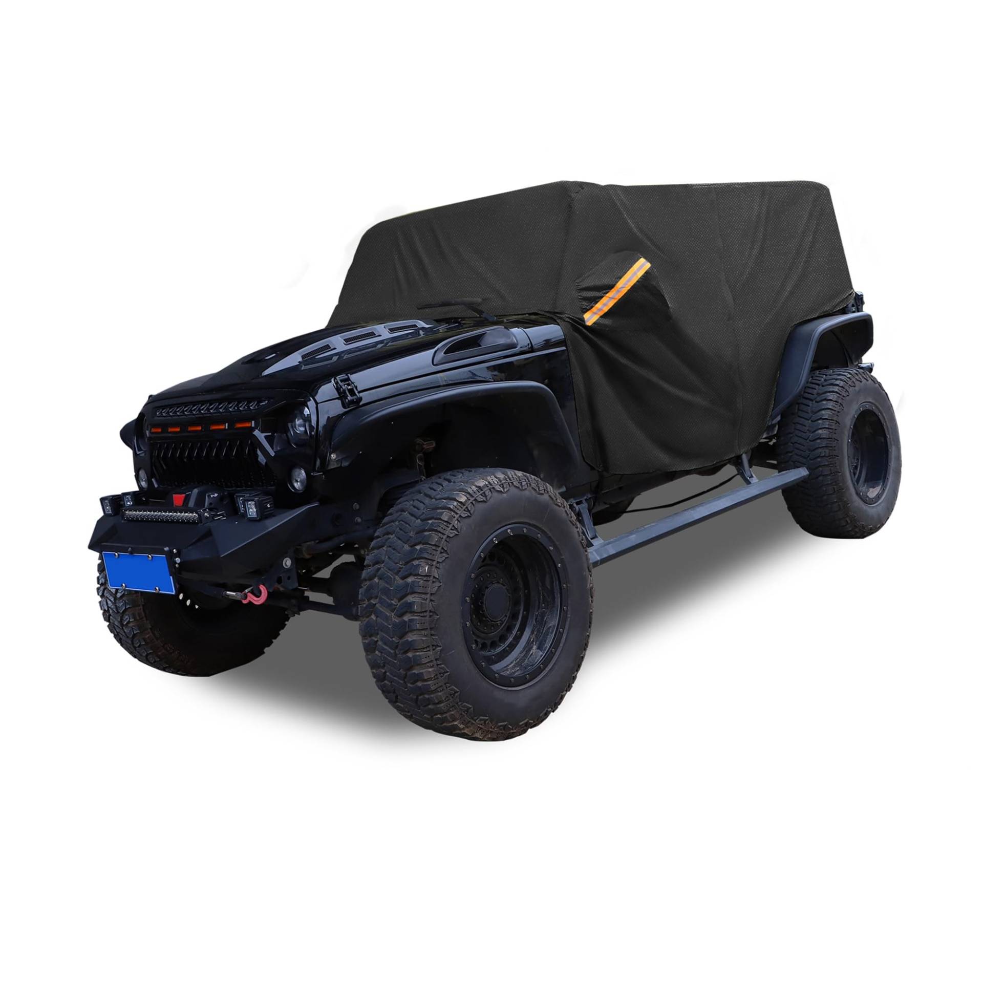 A ABSOPRO Autoabdeckung SUV Autoplane Outdoor Vollgarage Auto Abdeckplane für Jeep Wrangler JK JL Hardtop 2 Tür Schwarz Artikelaustausch von A ABSOPRO