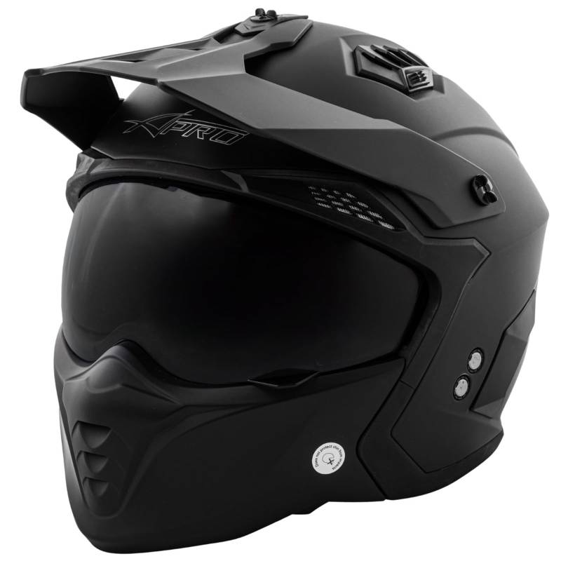 A-PRO SRL Motorrad Jet Helm Cafe Racer ECE 22-06 Sonnenblende Scooter Matt Schwarz XXL, 8057639302403 von A-PRO SRL