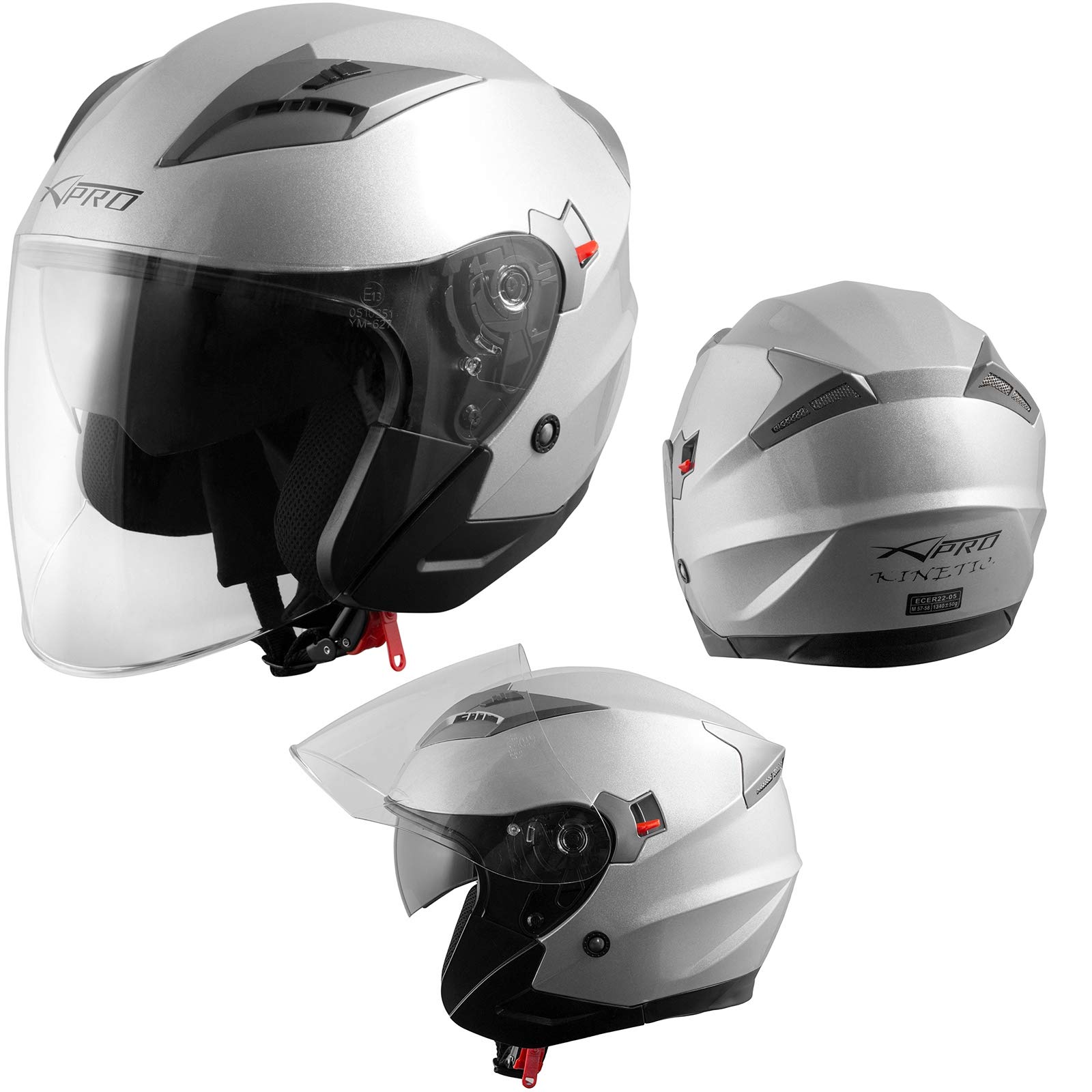 Motorradhelm Helm Sturzhelm Jethelm Roller Innensonnenblende Visier Silber L von A-PRO SRL