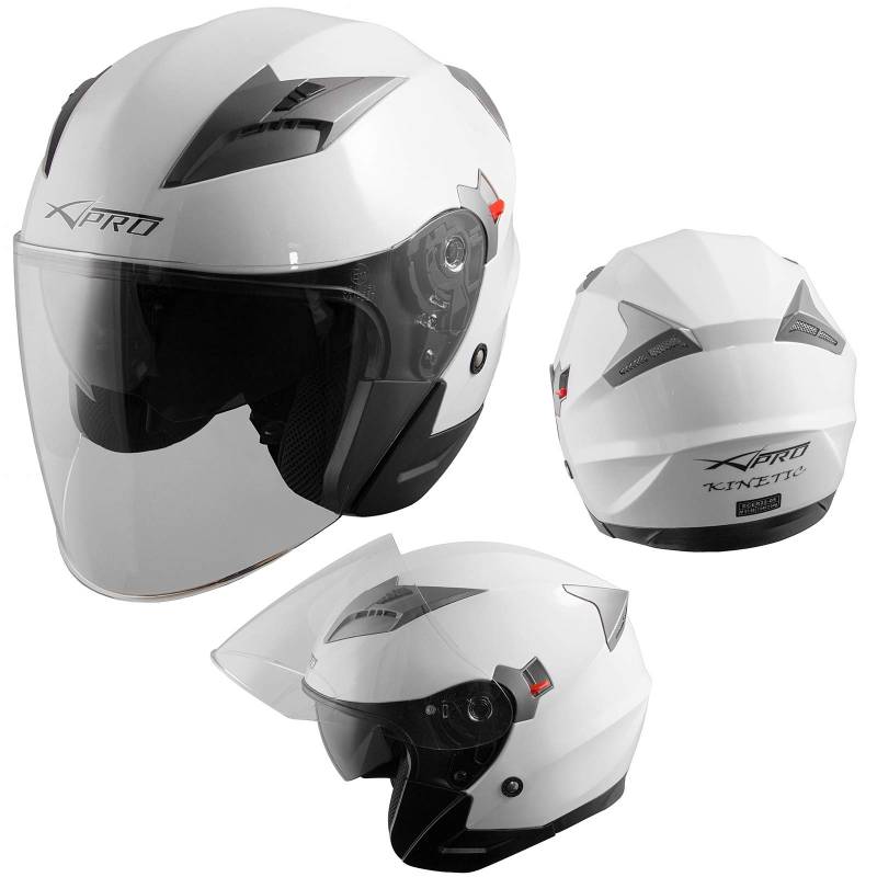 Motorradhelm Helm Sturzhelm Jethelm Roller Innensonnenblende Visier Weiß XL von A-PRO SRL